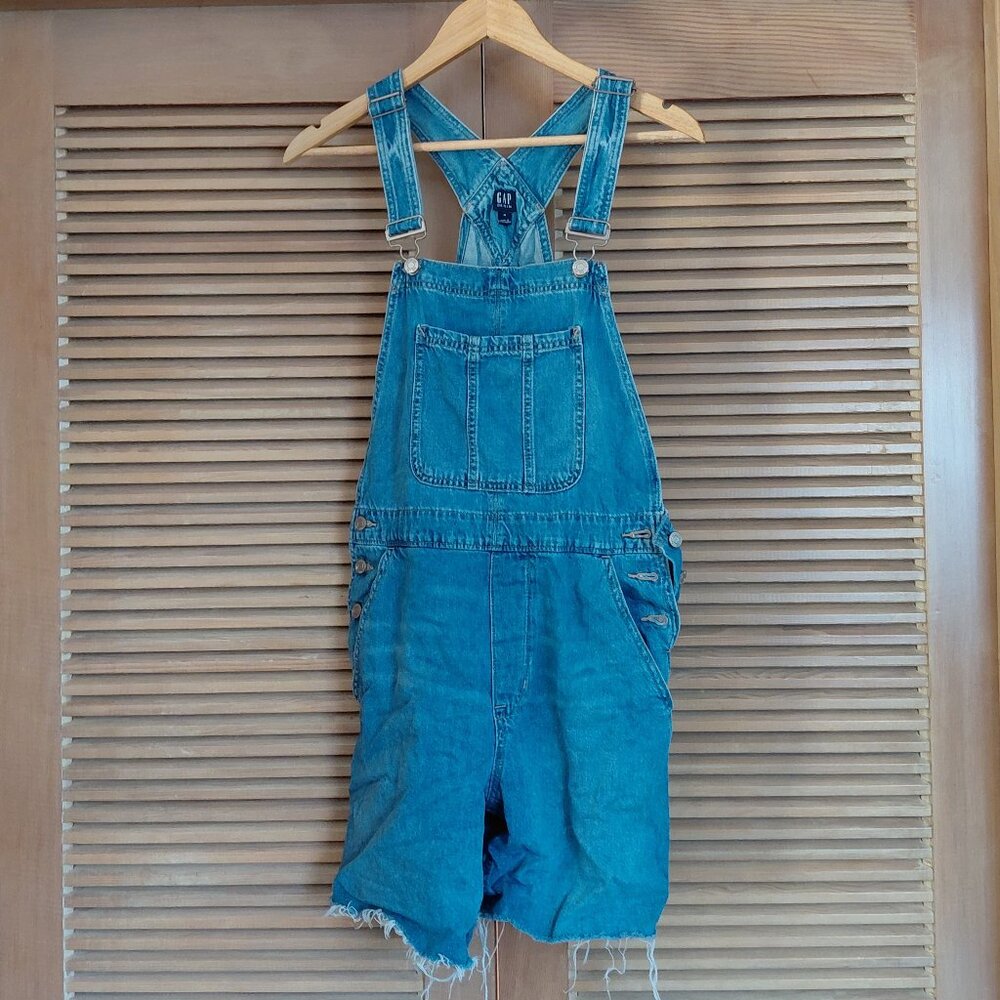 Vintage Style Gap Denim Jean Distressed Cutoffs Shortalls Overall Shorts Size M